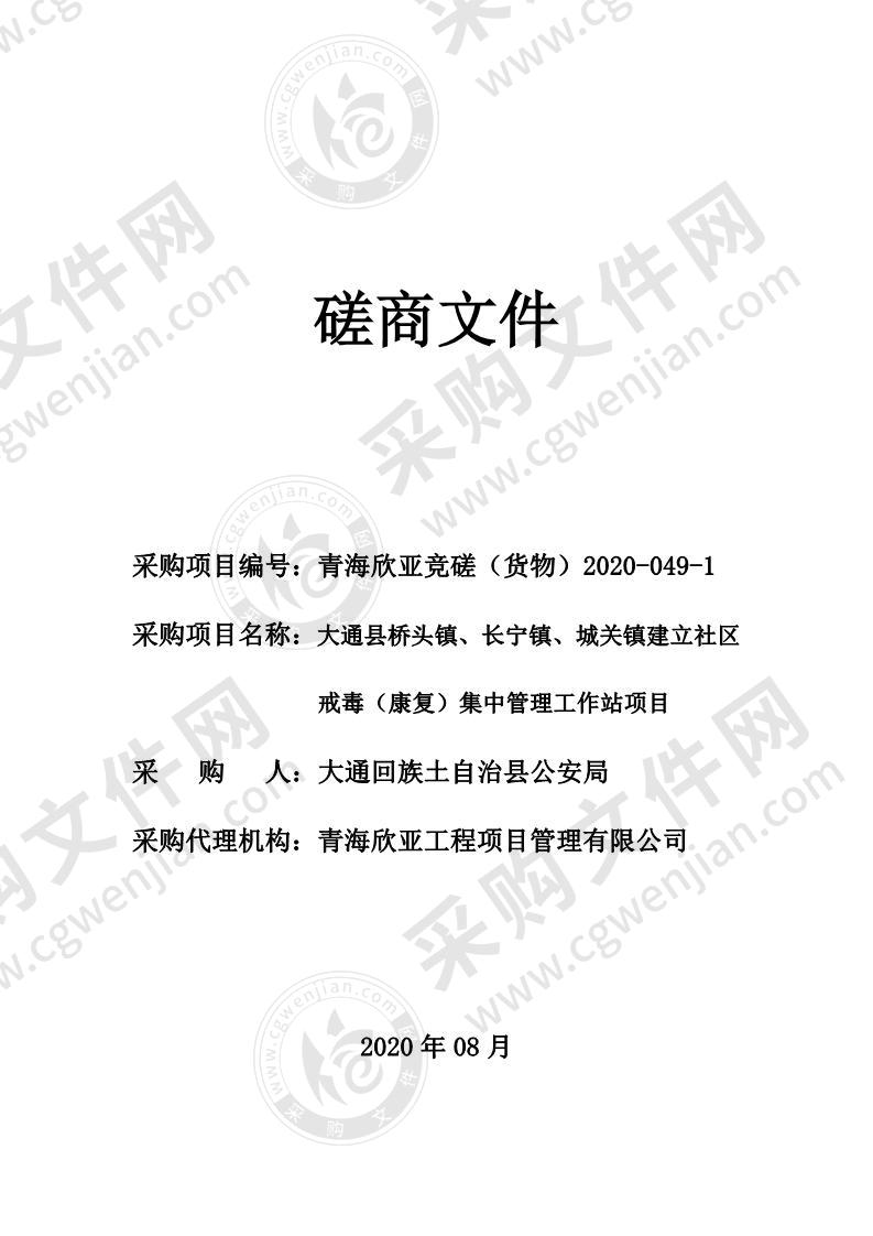 大通县桥头镇、长宁镇、城关镇建立社区戒毒（康复）集中管理工作站项目