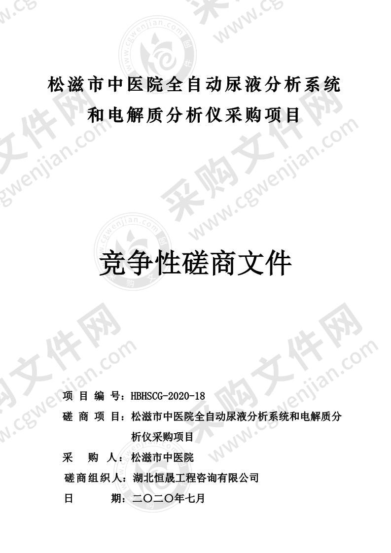 松滋市中医院全自动尿液分析系统和电解质分析仪采购项目