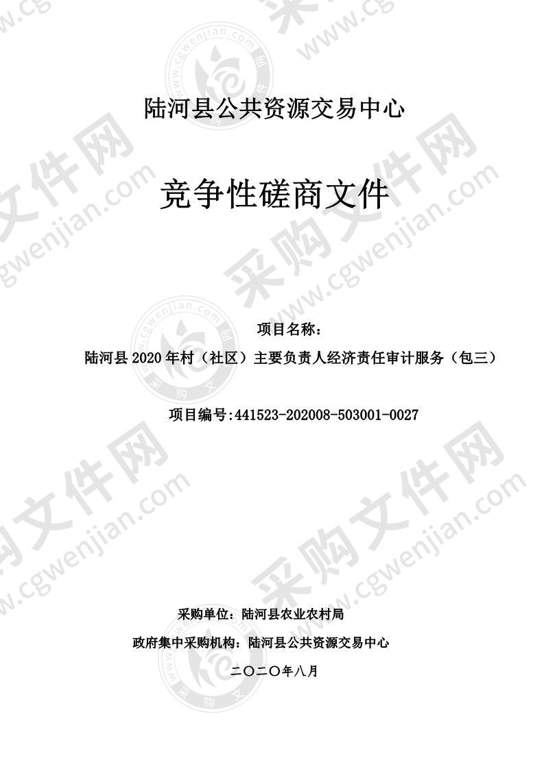 陆河县2020 年村（社区）主要负责人经济责任审计服务（包三）