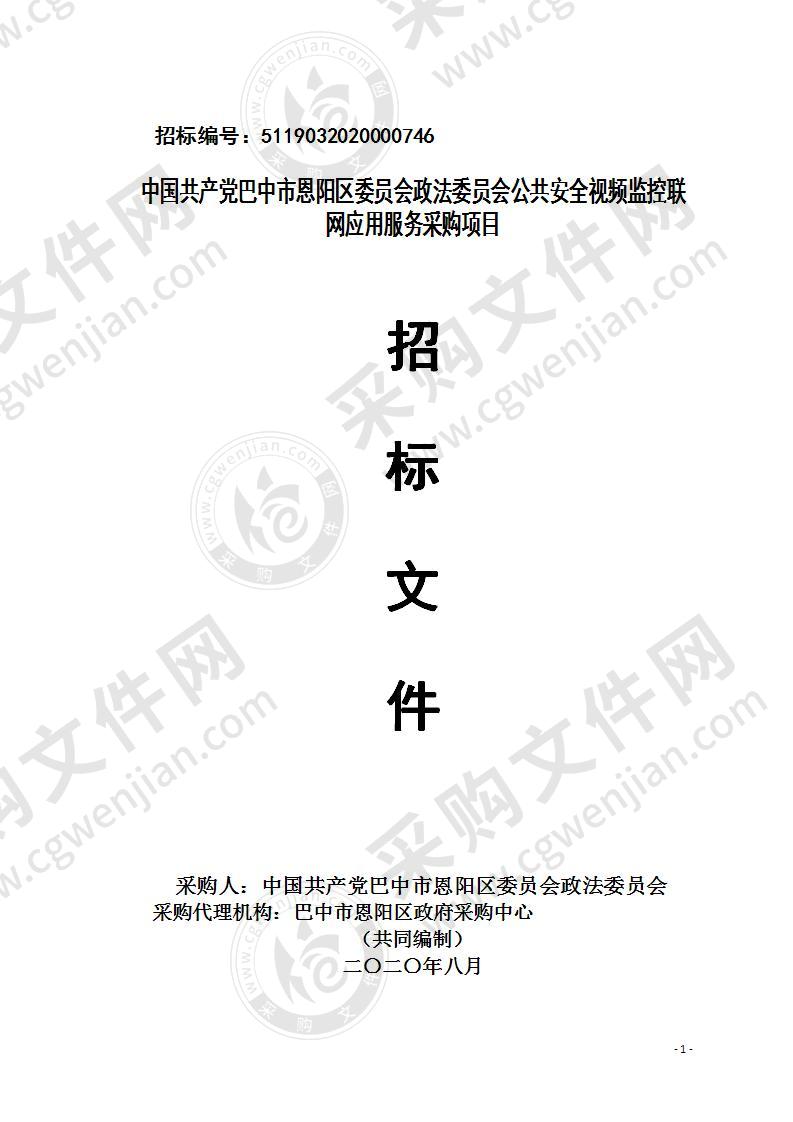 中国共产党巴中市恩阳区委员会政法委员会公共安全视频监控联网应用服务采购项目