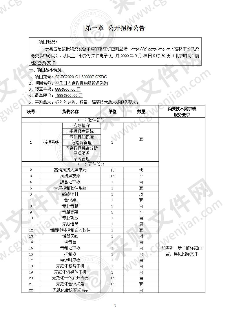 平乐县应急救援物资设备采购