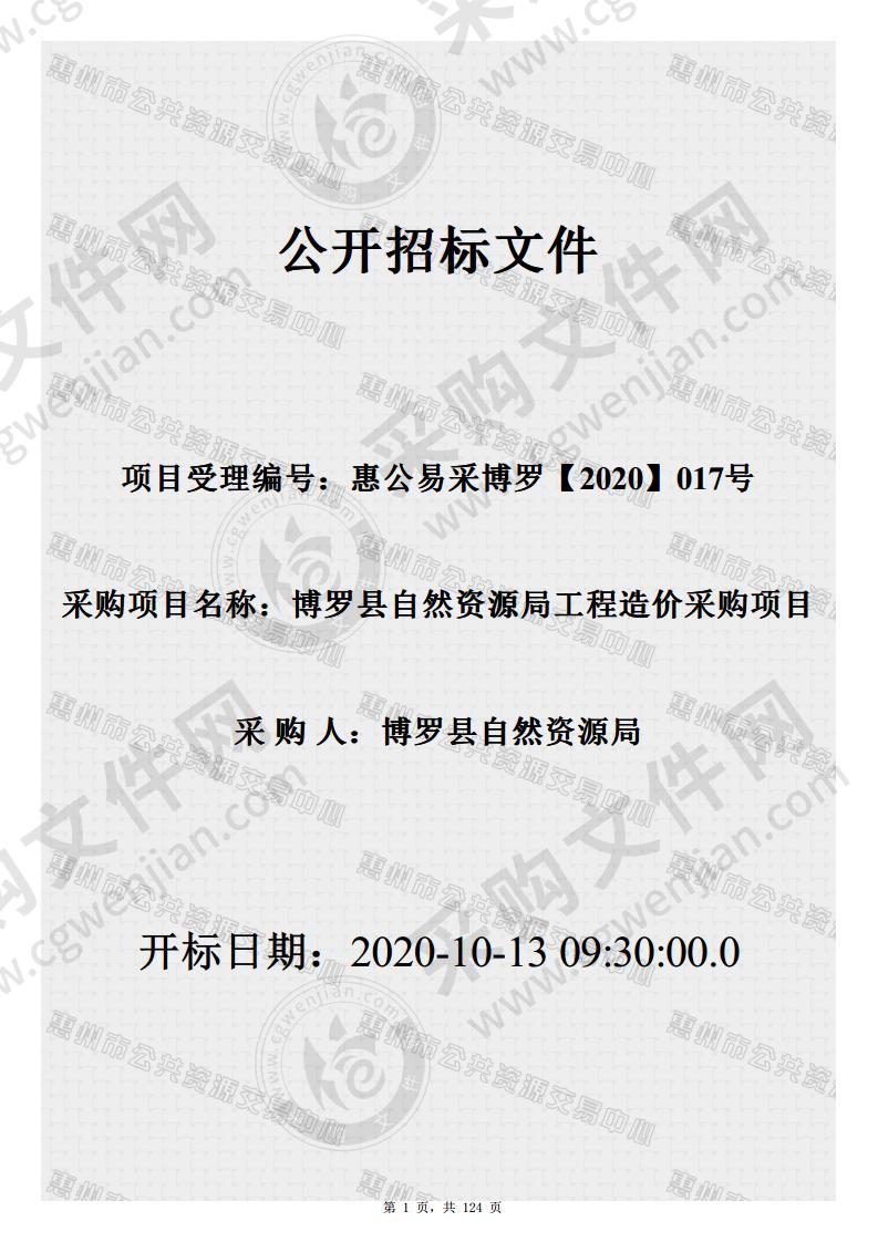 博罗县自然资源局工程造价采购项目