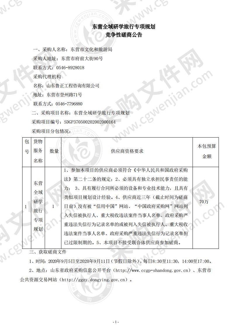 东营全域研学旅行专项规划