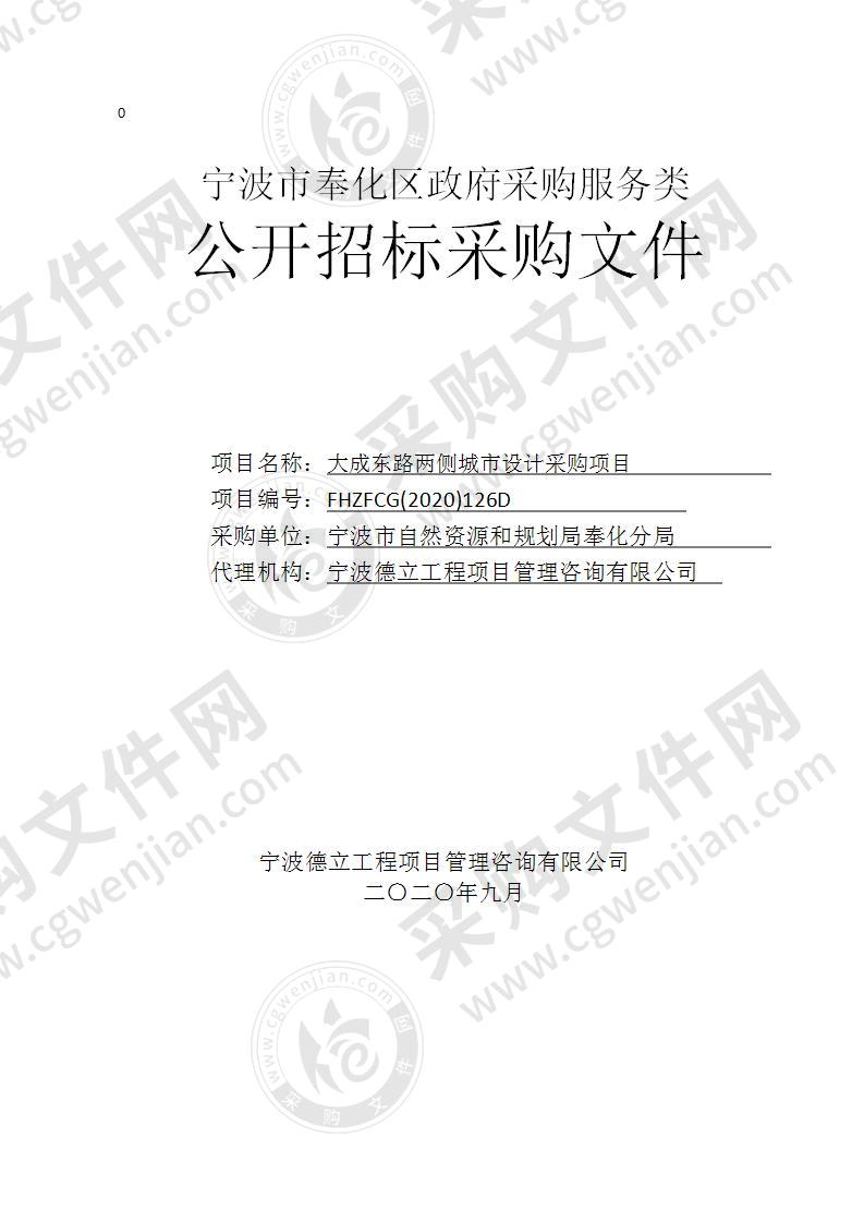 宁波市自然资源和规划局奉化分局大成东路两侧城市设计采购项目