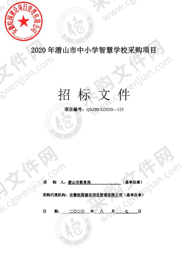 2020年潜山市中小学智慧学校采购项目（第一包）