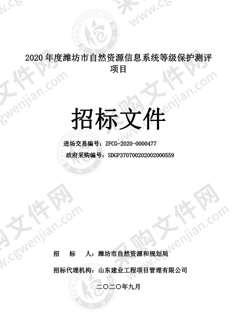 2020年度潍坊市自然资源信息系统等级保护测评项目