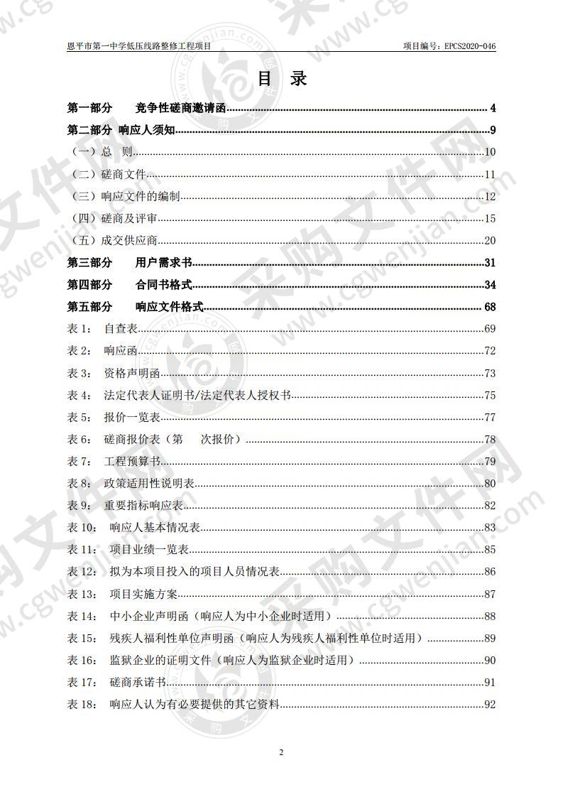 恩平市第一中学恩平市第一中学低压线路整修工程项目