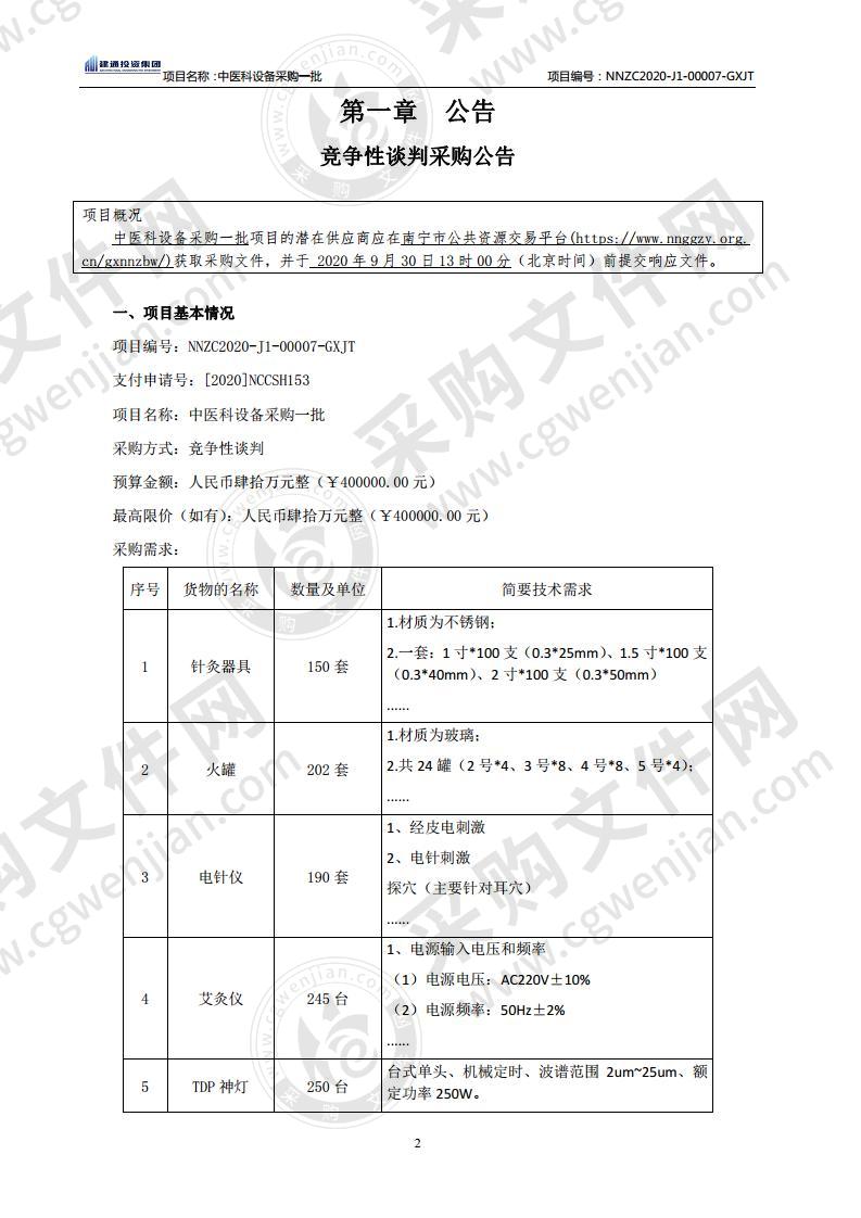 中医科设备采购一批