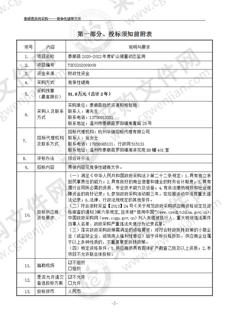 泰顺县2020-2022年度矿山储量动态监测