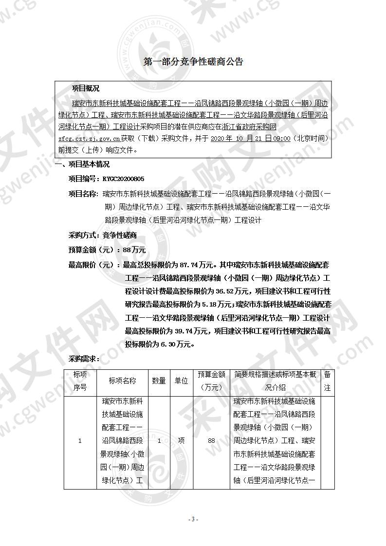 瑞安市东新科技城基础设施配套工程——沿凤锦路西段景观绿轴（小微园（一期）周边绿化节点）工程、瑞安市东新科技城基础设施配套工程——沿文华路段景观绿轴（后里河沿河绿化节点一期）工程设计