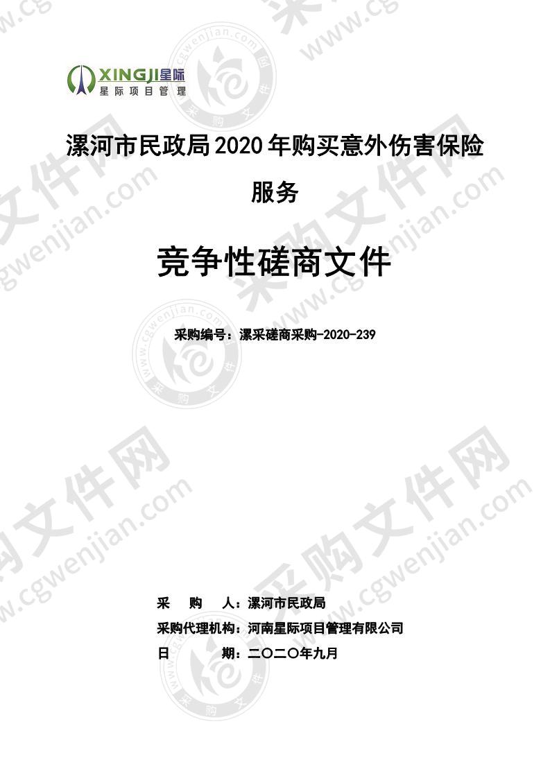 漯河市民政局2020年购买意外伤害保险服务