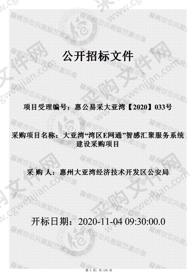 大亚湾“湾区E网通”智感汇聚服务系统建设采购项目