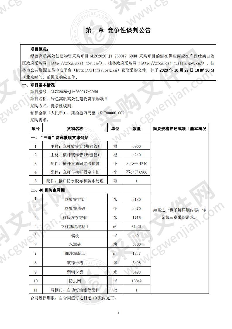 绿色高质高效创建物资采购项目