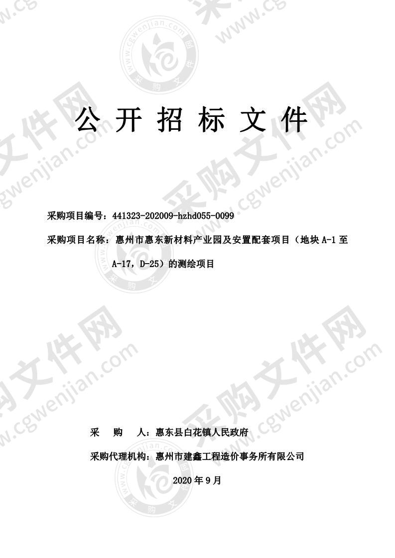 惠州市惠东新材料产业园及安置配套项目（地块A-1至A-17，D-25）的测绘项目