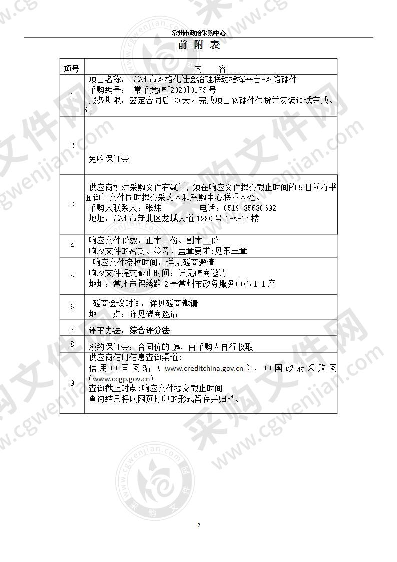 常州市网格化社会治理联动指挥平台-网络硬件