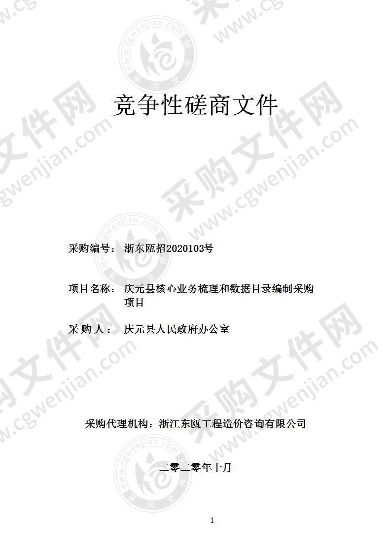 庆元县核心业务梳理和数据目录编制采购项目