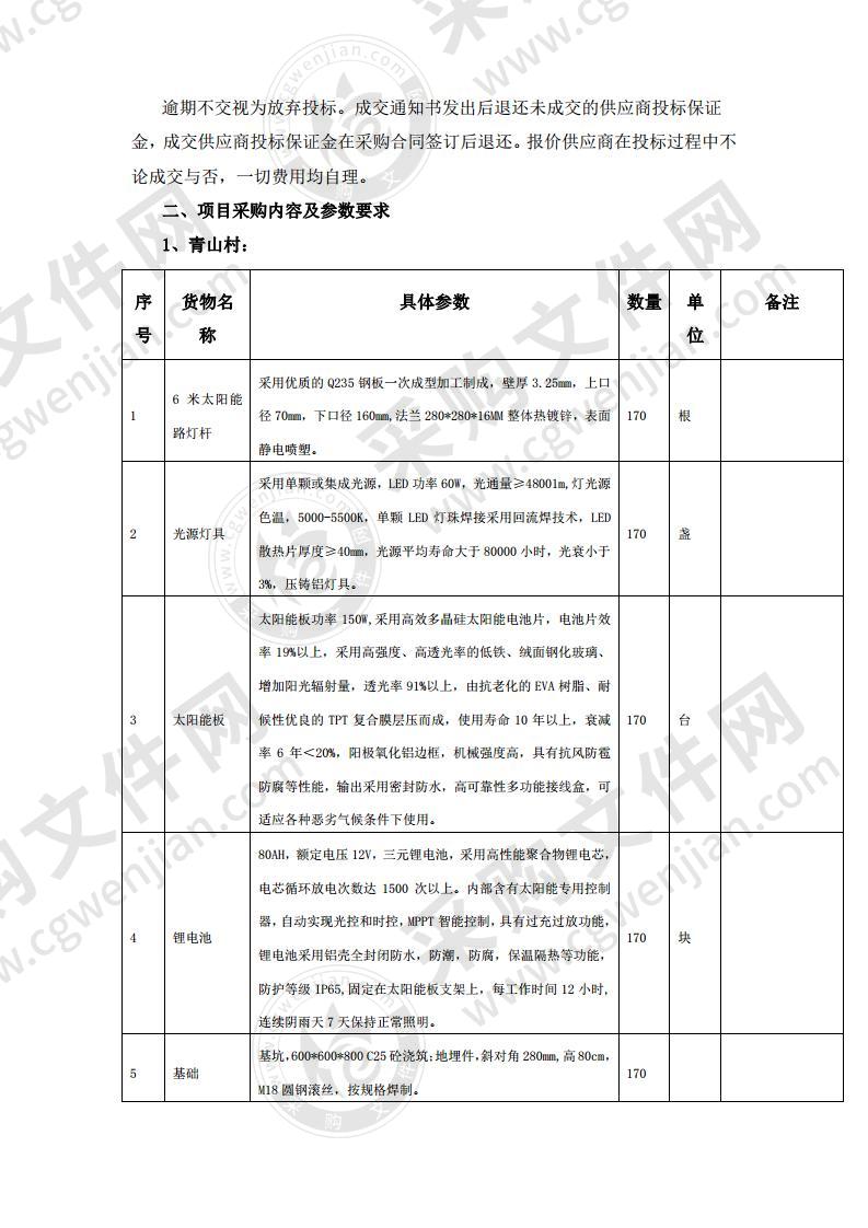 青阳县蓉城镇青山村、杨冲村、建兴村2020年度“一事一议”村庄亮化项目（C包）