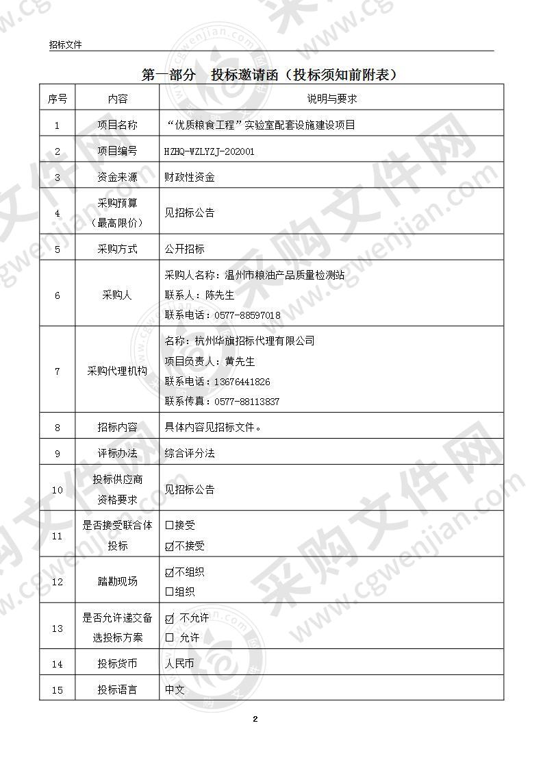 “优质粮食工程”实验室配套设施建设项目