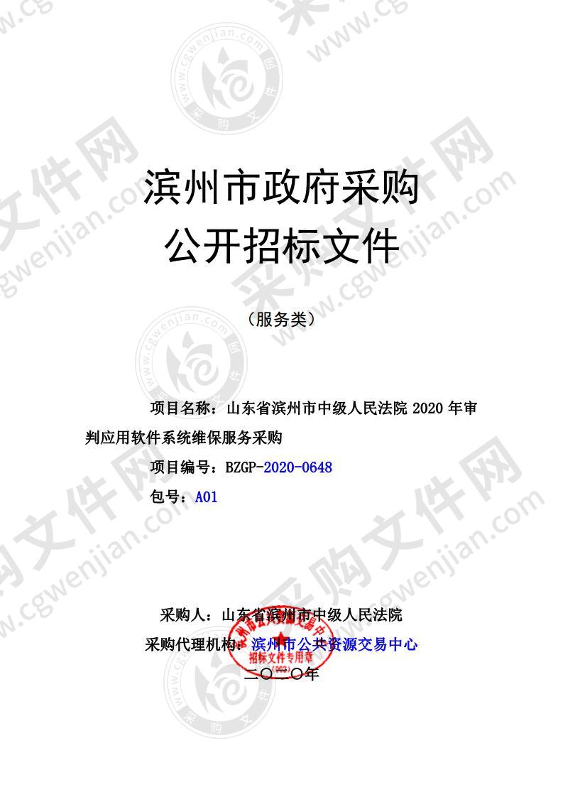 山东省滨州市中级人民法院2020年审判应用软件系统维保服务采购