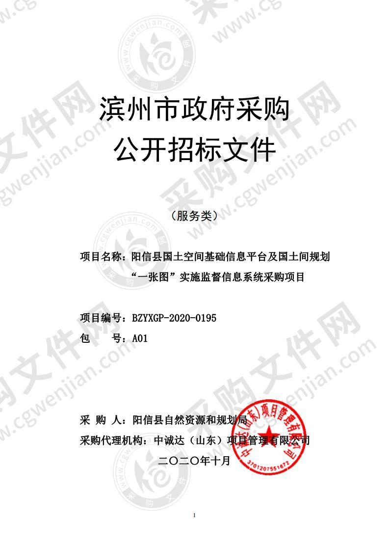 阳信县国土空间基础信息平台及国土空间规划“一张图”实施监督信息系统采购项目（A01包）