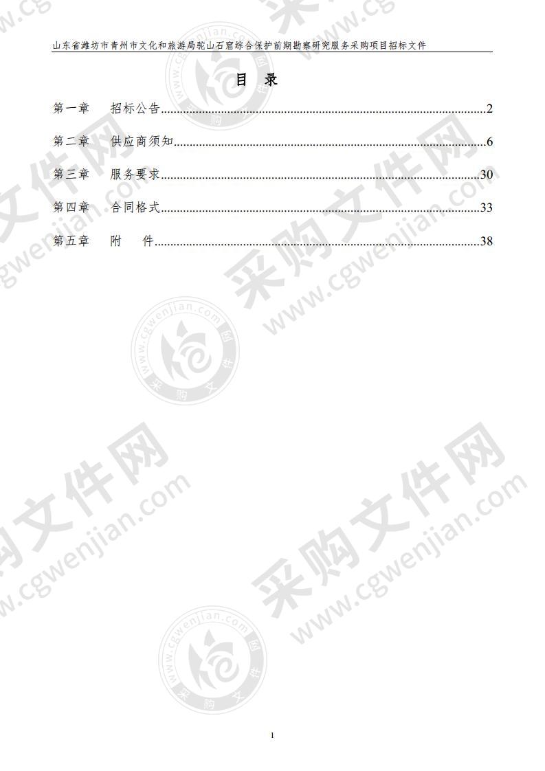 山东省潍坊市青州市文化和旅游局驼山石窟综合保护前期勘察研究服务采购项目