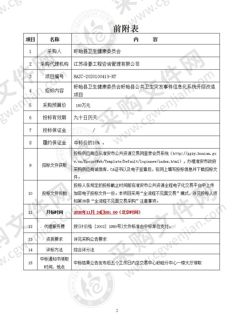 盱眙县公共卫生突发事件信息化建设项目