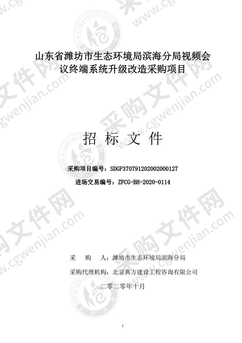 山东省潍坊市生态环境局滨海分局视频会议终端系统升级改造采购项目