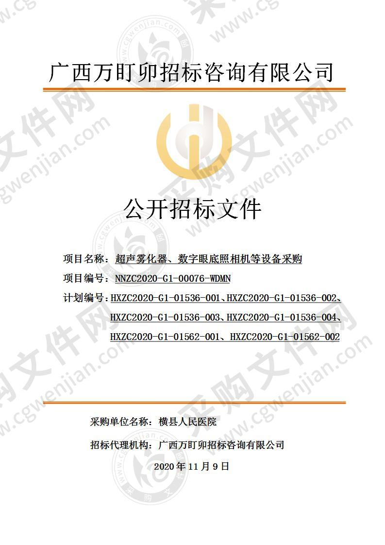 超声雾化器、数字眼底照相机等设备采购