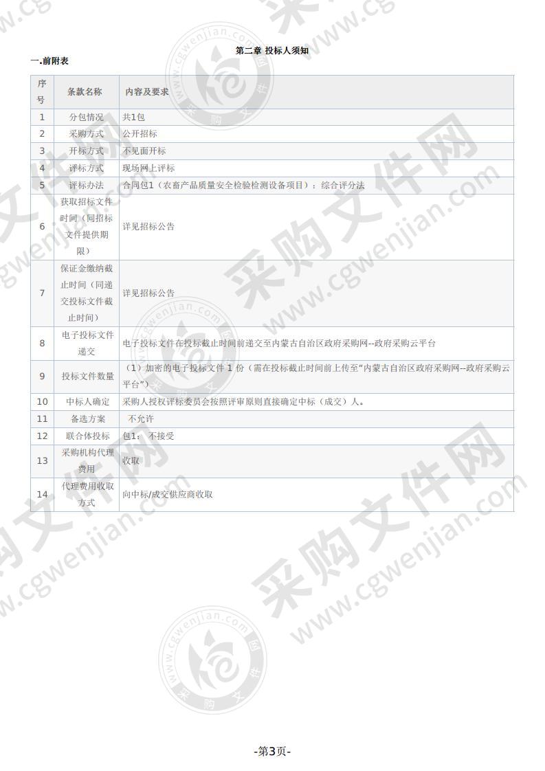 农畜产品质量安全检验检测设备项目