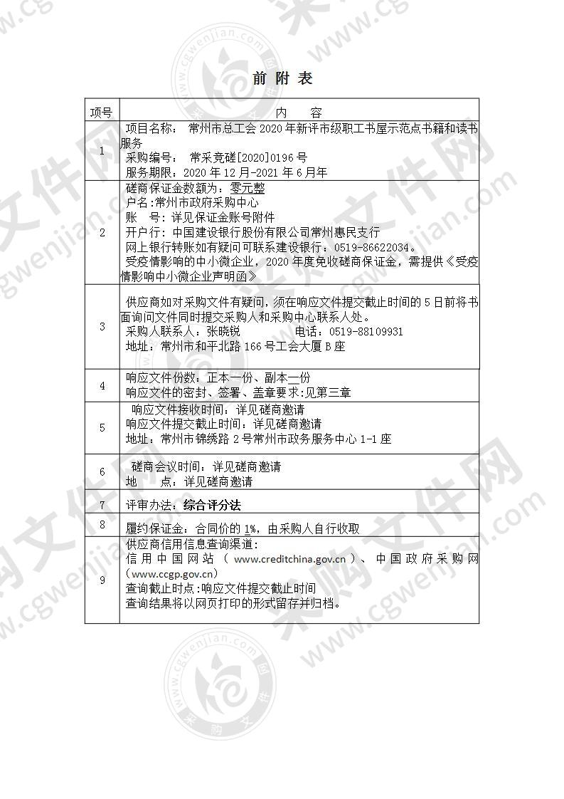 常州市总工会2020年新评市级职工书屋示范点书籍和读书服务