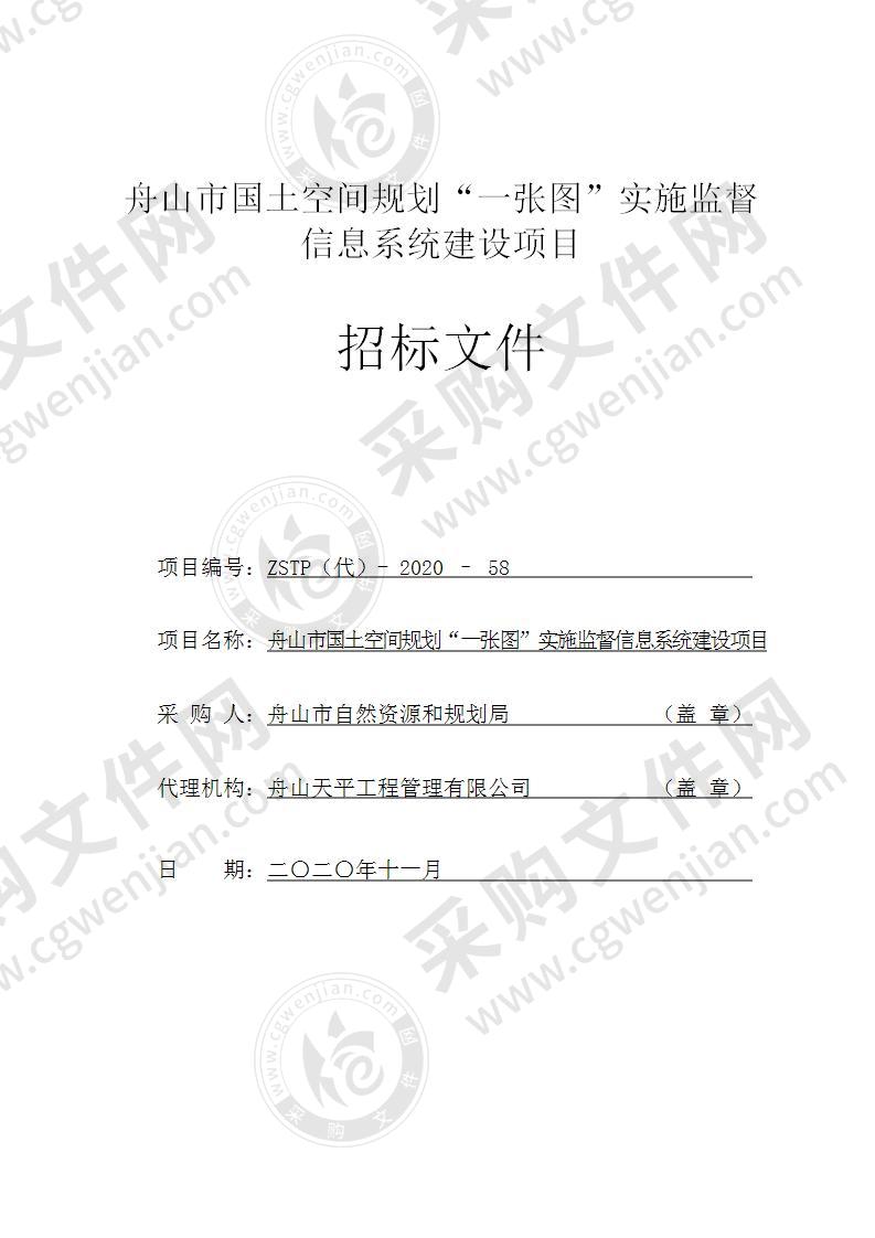 舟山市国土空间规划“一张图”实施监督信息系统建设项目