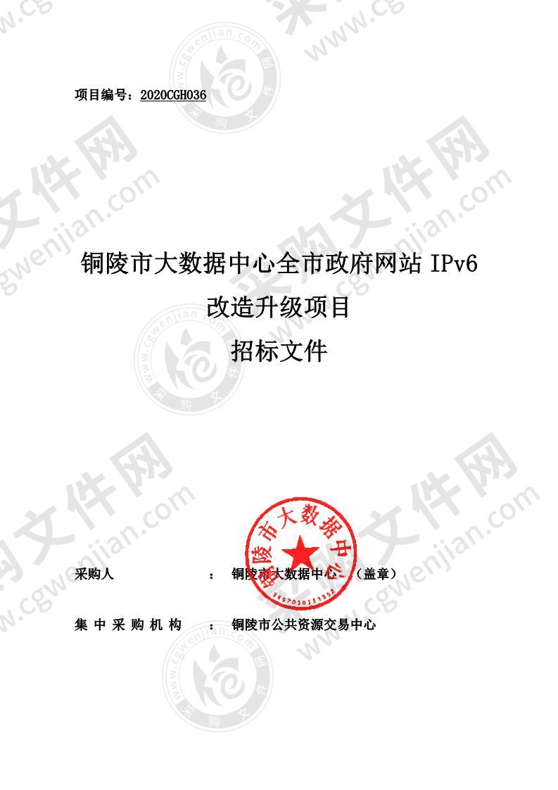 铜陵市大数据中心全市政府网站IPv6改造升级项目