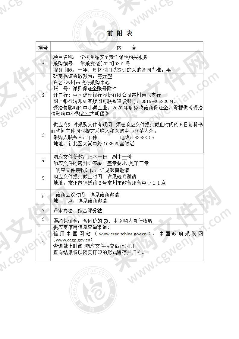 学校食品安全责任保险购买服务