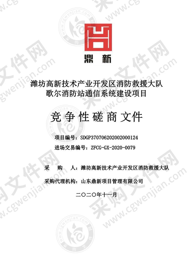 潍坊高新技术产业开发区消防救援大队歌尔消防站通信系统建设项目