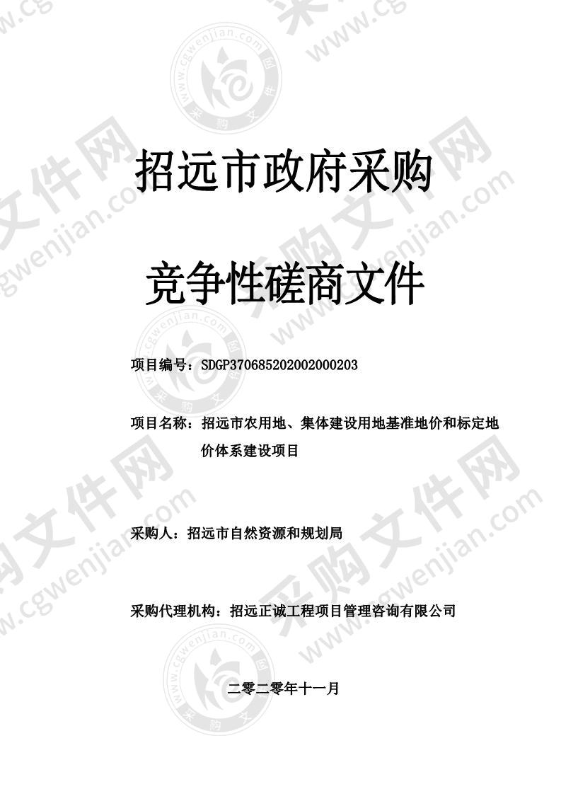 招远市农用地、集体建设用地基准地价和标定地价体系建设项目