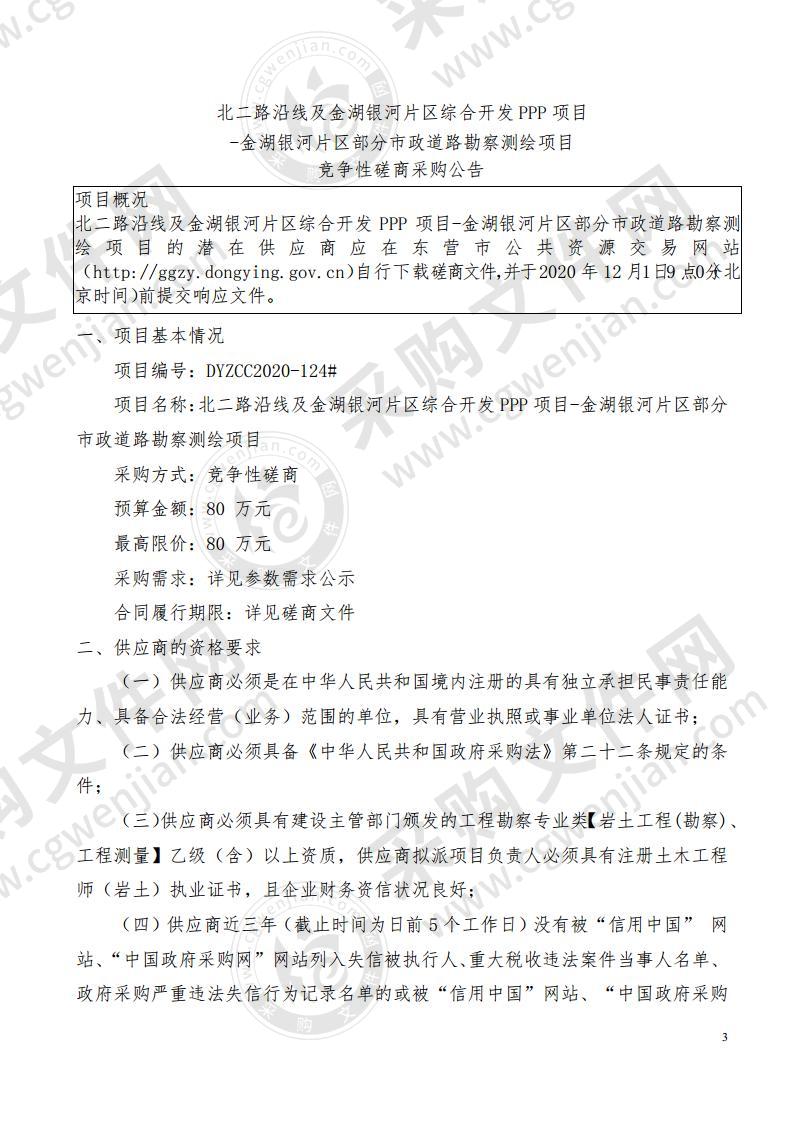 北二路沿线及金湖银河片区综合开发PPP项目-金湖银河片区部分市政道路勘察测绘项目