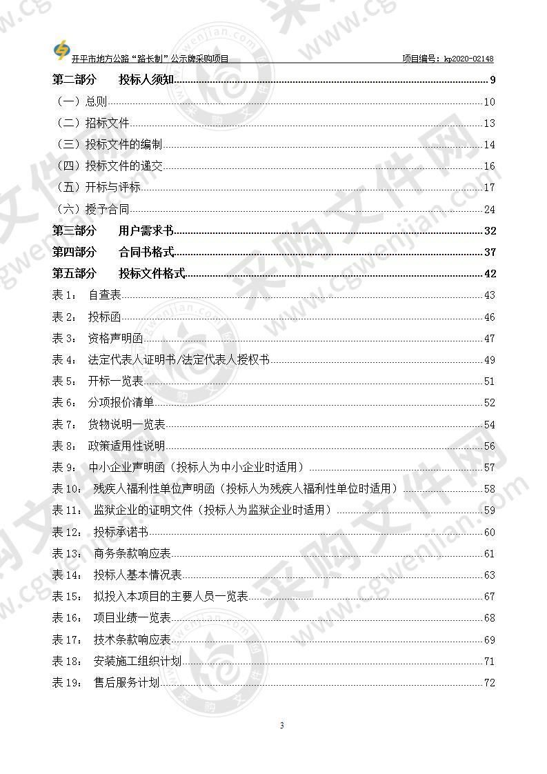 开平市地方公路“路长制”公示牌采购项目