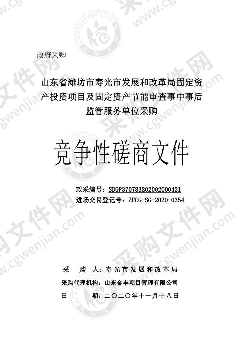 山东省潍坊市寿光市发展和改革局固定资产投资项目及固定资产节能审查事中事后监管服务单位采购