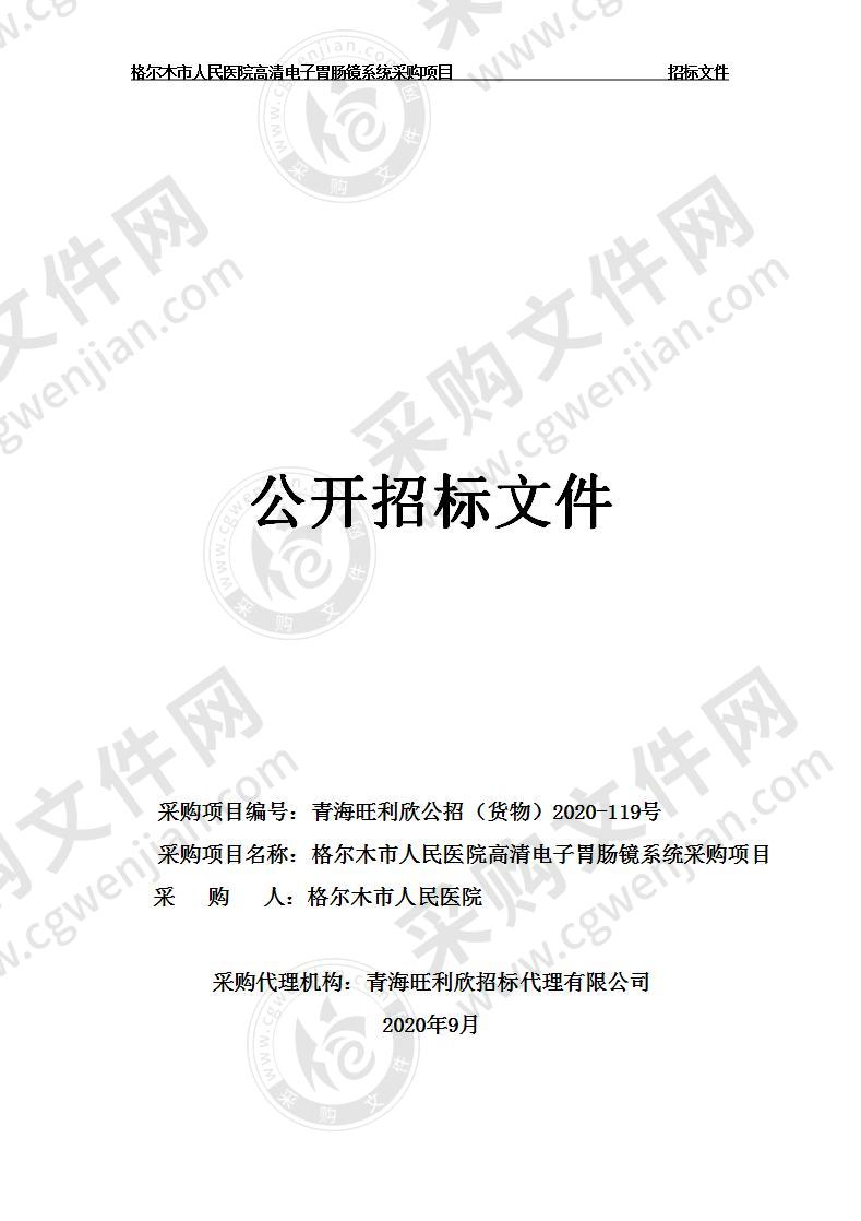 格尔木市人民医院高清电子胃肠镜系统采购项目