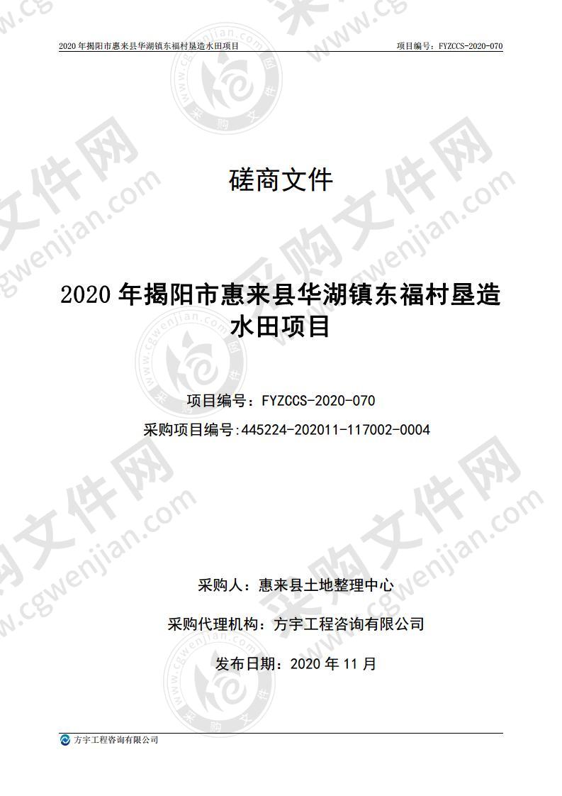 2020年揭阳市惠来县华湖镇东福村垦造水田项目