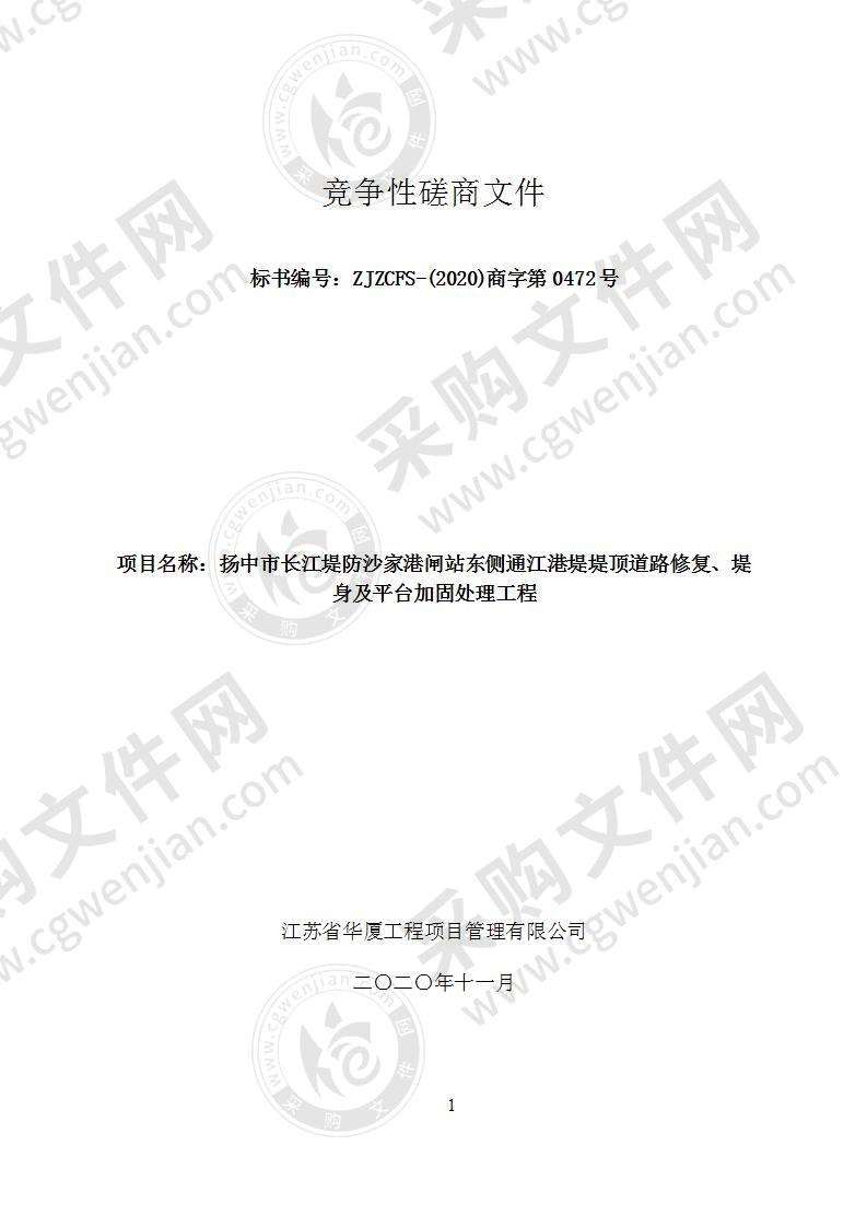 扬中市长江堤防沙家港闸站东侧通江港堤堤顶道路修复、堤身及平台加固处理工程