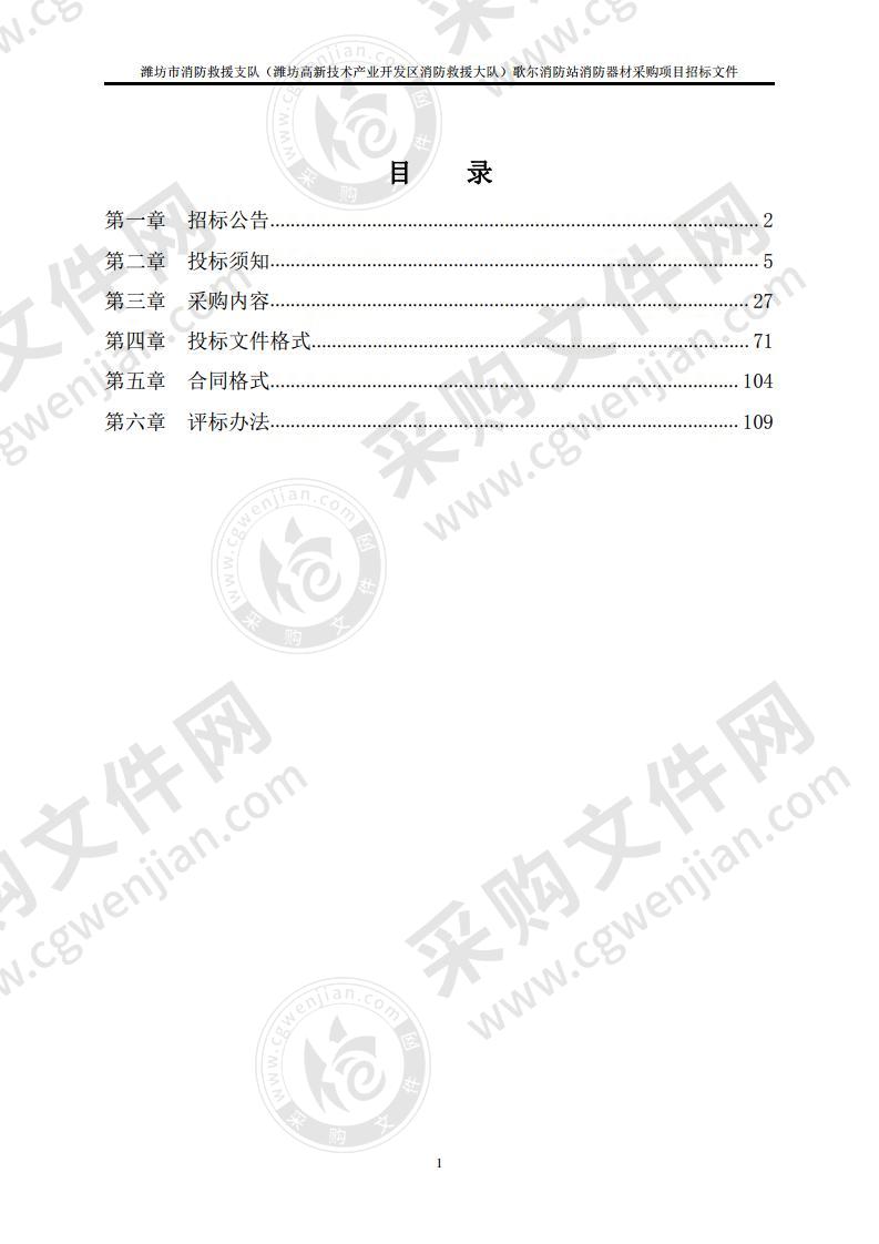 潍坊市消防救援支队（潍坊高新技术产业开发区消防救援大队）歌尔消防站消防器材采购项目