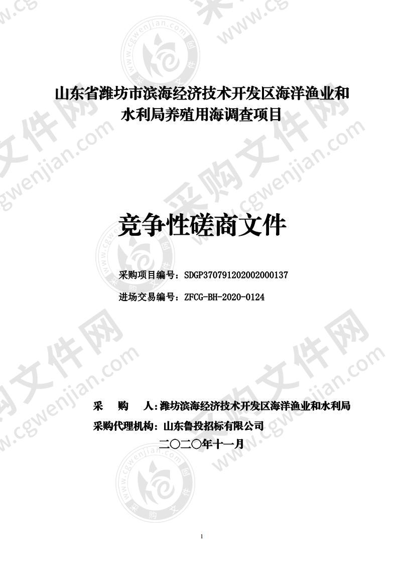 山东省潍坊市滨海经济技术开发区海洋渔业和水利局养殖用海调查项目