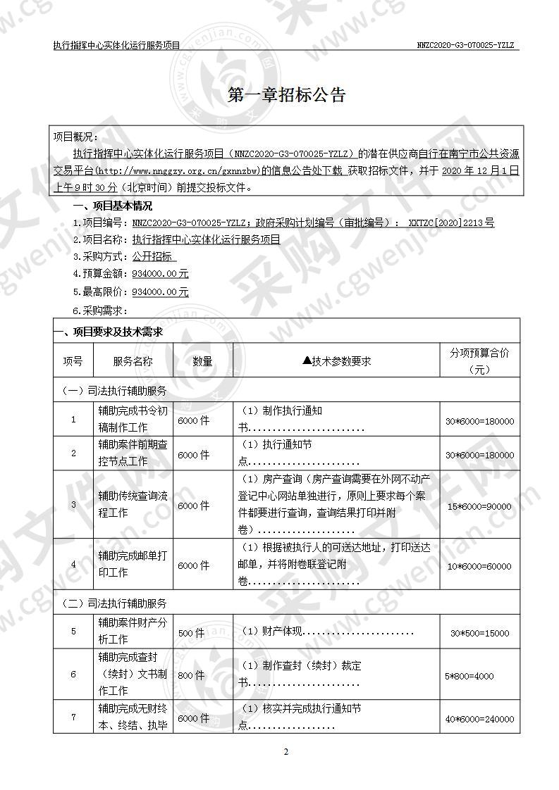 执行指挥中心实体化运行服务项目