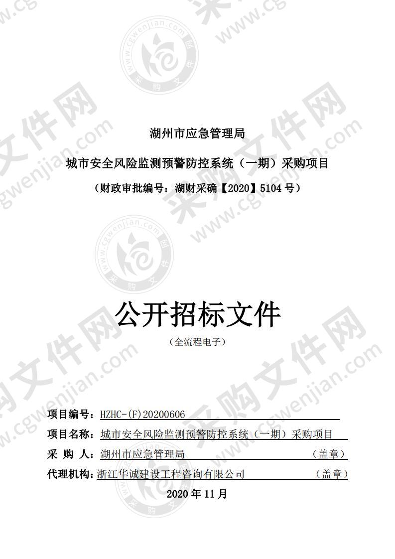 湖州市应急管理局城市安全风险监测预警防控系统（一期）采购项目