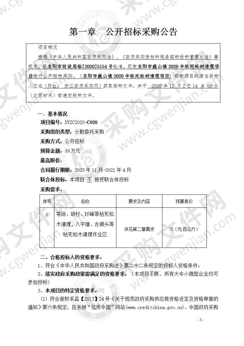 巍山镇2020年枯死松树清理项目