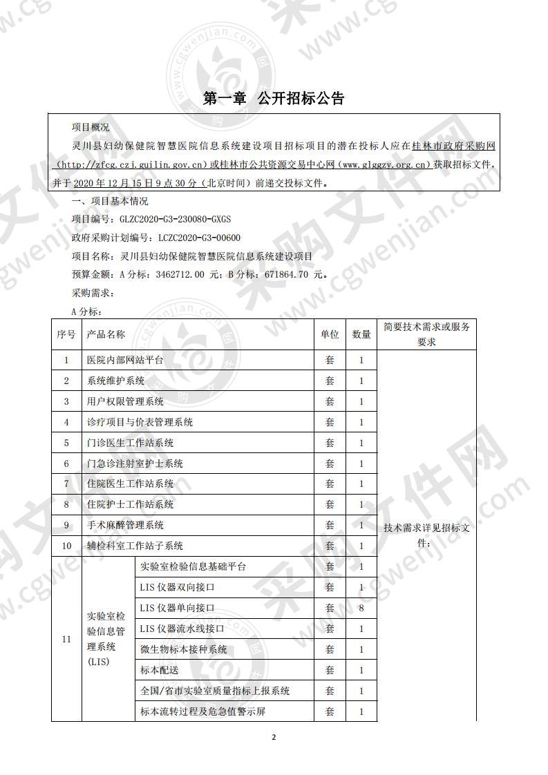 灵川县妇幼保健院智慧医院信息系统建设项目（B分标）