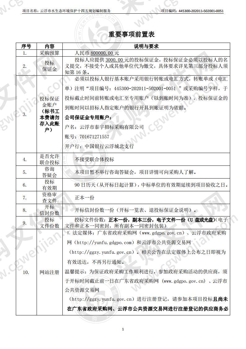 云浮市水生态环境保护十四五规划编制服务