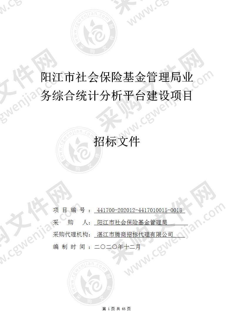 阳江市社会保险基金管理局业务综合统计分析平台建设项目