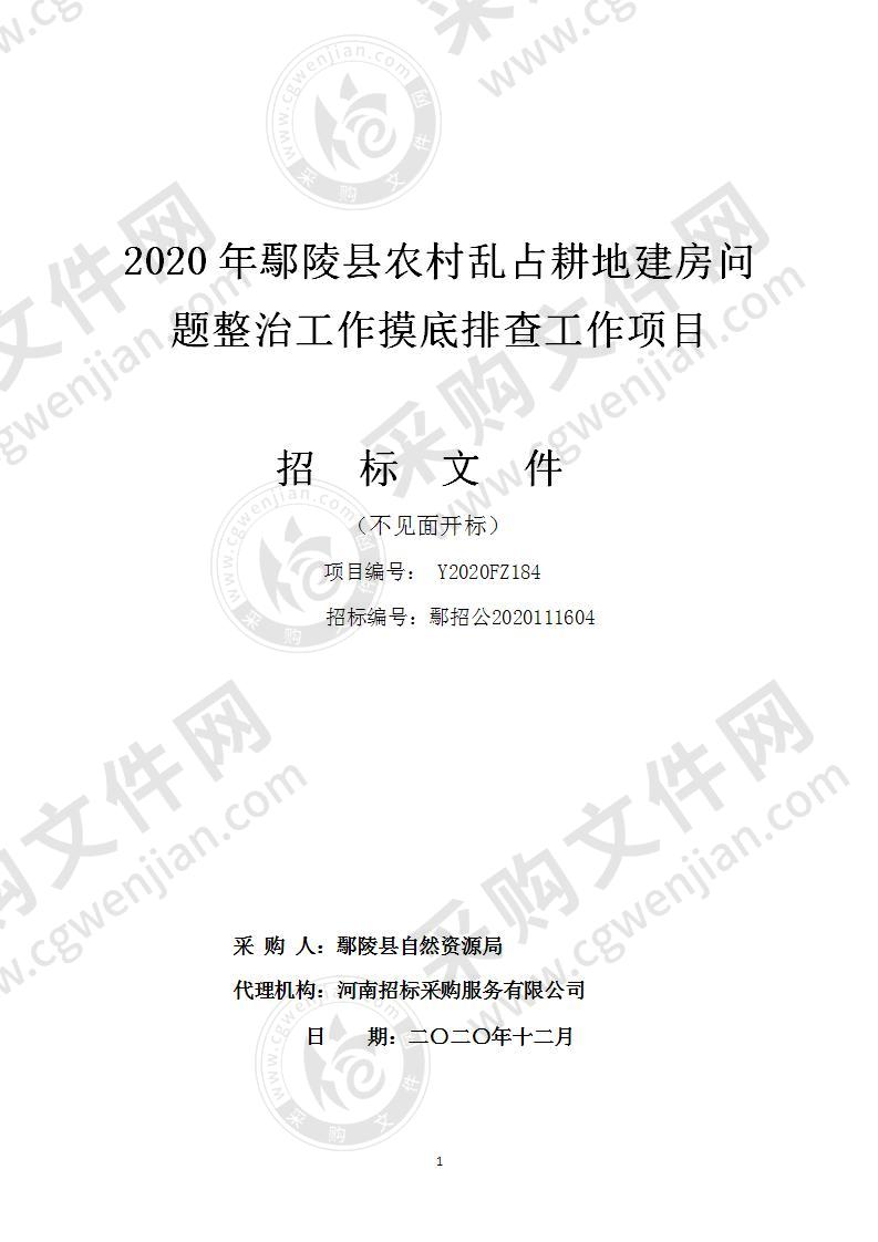 2020年鄢陵县农村乱占耕地建房问题整治工作摸底排查工作项目